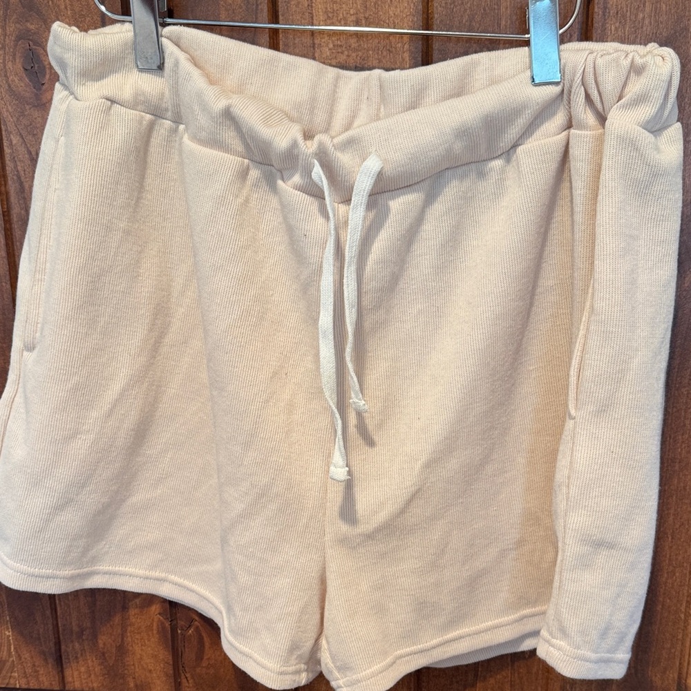 Women's Cream Drawstring Shorts - Picture 2 of 4